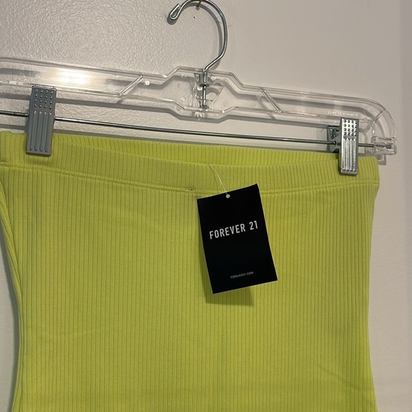 NWT Forever 21 Neon yellow green ribbed tube bodysuit - Picture 7 of 9